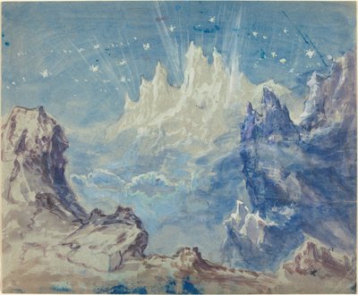 Fantastisch berglandschap met een sterrenhemel door Robert Caney